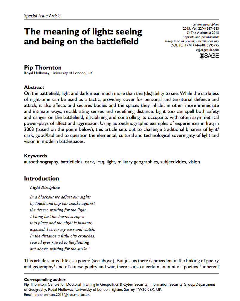 The Meaning of Light: Seeing and Being on the&nbsp;Battlefield